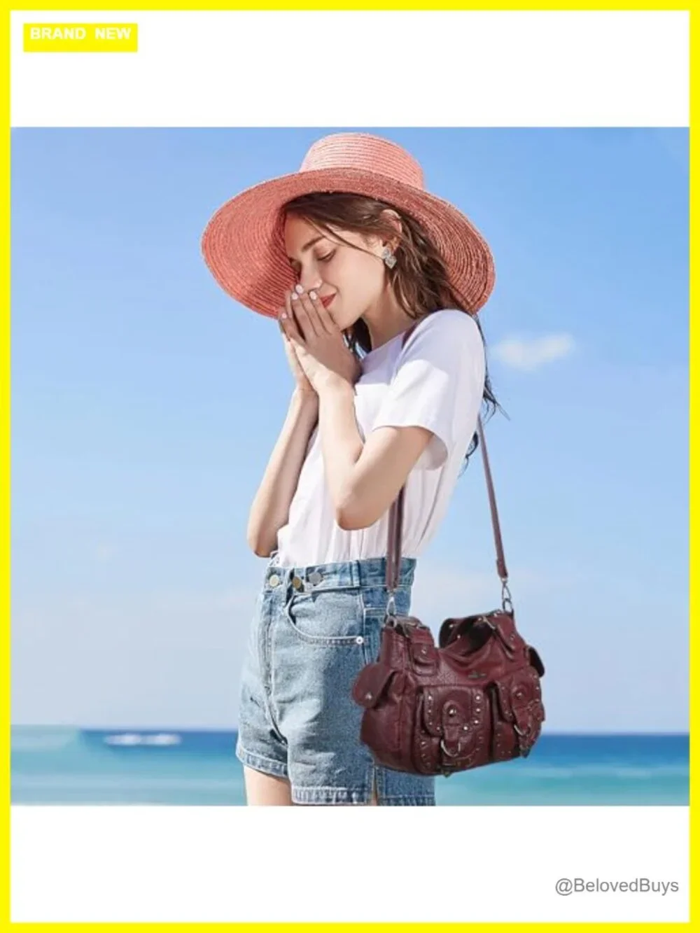 Vegan Leather Hobo Bag with Multiple Pockets Shoulder Tote Crossbody